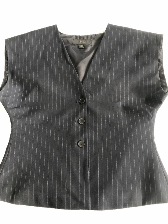 Zara Tops - New Without Tags Zara Black Pinstriped Cut Off Vest Size L